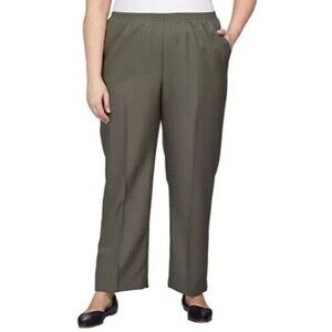 Alfred Dunner Plus Size Chelsea Market Classic Fit Pants Pull on Olive 18WS